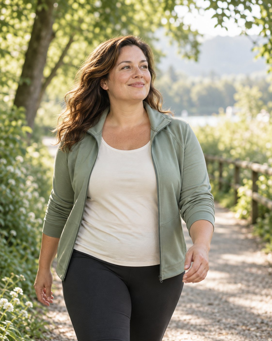 Woman enjoying a gentle walk outdoors
